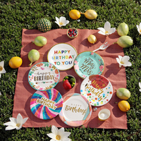 Assiettes en papier jetables modernes pour les fêtes d'anniversaire des enfants, pique-niques, vaisselle de gâteau, impression UV - Table de dessert de haute qualité