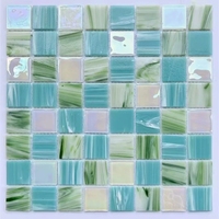 Pas cher Prix Mix Bleu Couleur Carré Verre Mosaïque Irisé Mosaïque Carreaux De Piscine pour Piscine Décorations