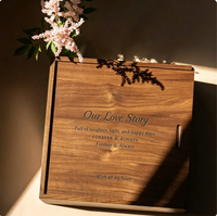 Grande boîte à souvenirs en bois avec couvercle coulissant, personnalisable et gravée, boîte de rangement pour cadeaux en gros