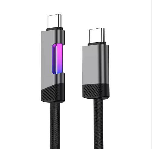 Hot Selling 100W Nylon Braided Super Fast Charging PD RGB Light Data Cable 1m USB Type C Charger for iPhone IOS Apple Samsung