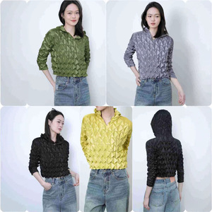 Nuova Blusa Lunga Plissettata 3D Irregolare Fatta a Mano Stile Vintage Casual da Donna Primavera Estate 2026 - Top Plissettato Miyake Regolare - Product Image 4
