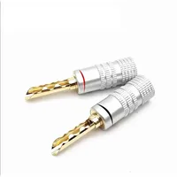 Conector Banana de 4 mm, Chapado en Oro de 24K, Conector Macho para Altavoz, Negro y Rojo