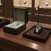 Boîte à montre de luxe en bois laqué piano avec logo personnalisé pour l'affichage en magasin de bijouterie, emballage de vente au détail OEM