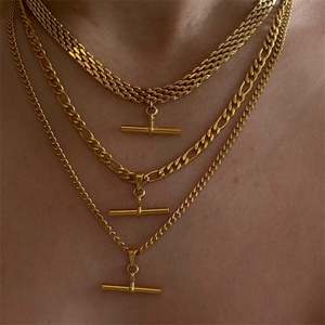 High Quality 18K PVD Electroplating Simple and Unique <b>Rope</b> Stainless Steel Cuban Necklace Women's Jewelry - Product Image 1