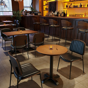 Juego de Mesa y Sillas de Madera para Cafetería, Muebles de Comedor Modernos de Estilo Industrial para <span class=keywords><strong>Restaurante</strong></span>, Bistro, Cafetería, Hotel, Salón - Product Image 4