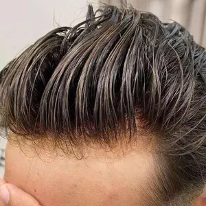 חדש המניה באיכות טובה טבעי קו שיער פאה עור דק אדם שיער מערכת רמי שיער טבעי תיקון פאה לגברים Pu פרונטאלית חתיכה