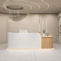 Bureau d'accueil moderne pour hôtel, salle de sport, hôpital, centre commercial – Couleur et taille personnalisables – Construction durable en MDF et HDF