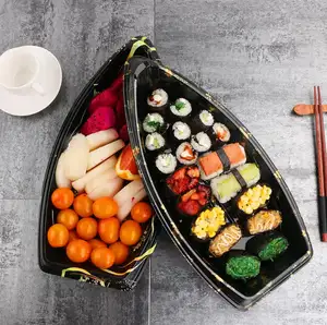 Assiettes alimentaires empilables en forme de bateau, en mélamine, pour Sushi, plateau, boîte, conteneur