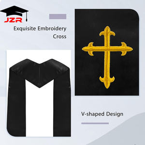 Estola de Coro Bordada con Cruz para Clérigos, Tela de Poliéster de 60'' y 72'', para Graduación Escolar, con Logotipo Personalizado - Product Image 4