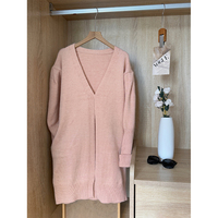Neuer Winter Einfarbiger Knitterfreier Maschinengestrickter 7GG-Gauge Schlichter Eleganter V-Ausschnitt Reißverschlussfreier Langarm-Damenpullover
