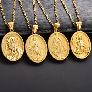 Colgante Religioso de Acero Inoxidable de Jesús y la Virgen María para Mujeres y Hombres, Cadena Dorada DIY, Amuleto de Oración, Joyería Metálica de Fe - Product Image 6
