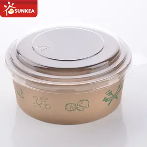 Sunkea china cuenco de papel desechable grande para ensaladas con tapa