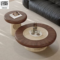 Table basse moderne convertible et mobile, plateau en placage de noyer, structure en bois, fabrication artisanale, durable, écologique, meubles de salon