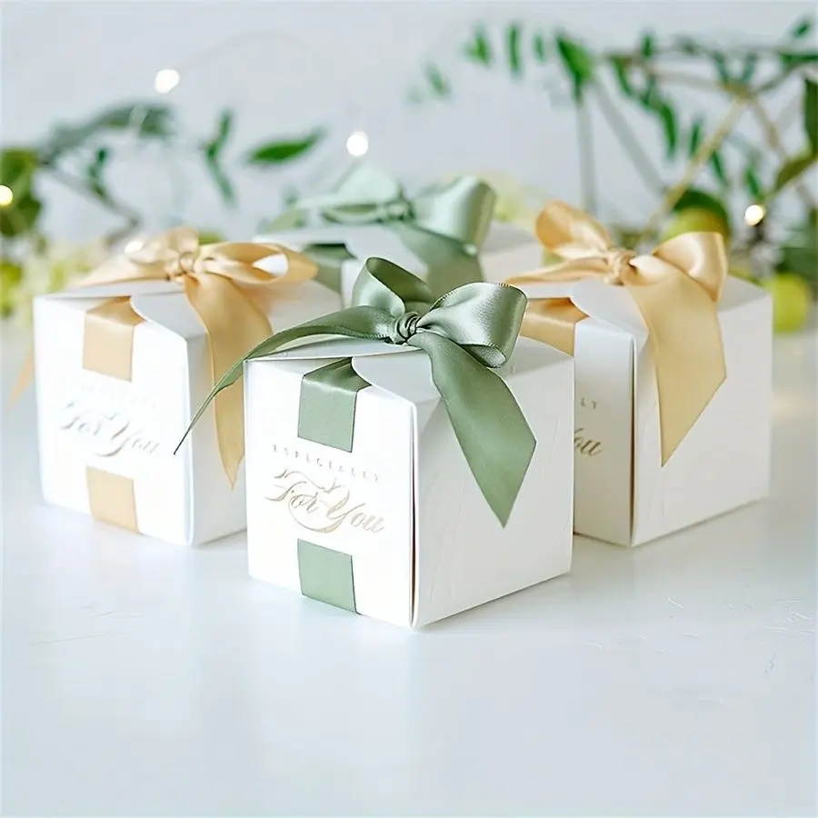 Wedding Favors Gift Box Souvenirs Birthday Event Party Supplies Custom Folding chocolate Candy boxes packaging Ribbon