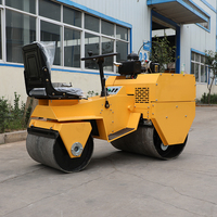 Petit Compacteur à Rouleaux Pratique, Autoporté, Rouleau Compresseur Routier à Double Tambour, Compacteur de Sol à Force d'Excitation de 2 Tonnes, Rouleau Compresseur de Roche