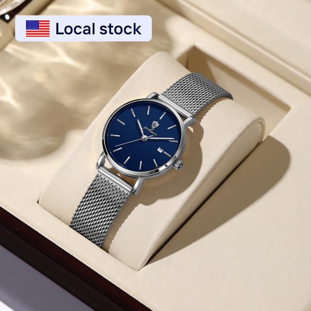 US Local Stock Gohuos 7821 Women's Mesh Steel Strap Quartz Movement Watch Simple Design Fashion Luxury Femme Waterproof Watches