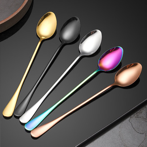 ช้อนสแตนเลสรูปหัวใจ 1010 ช้อนน้ำแข็ง ที่คนค็อกเทลแบบใช้ซ้ำได้ สีพื้น ด้ามยาว - Product Image 2