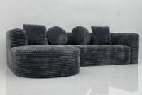 Juego de Sofás de Tela de Pana Convertible de Venta Directa con Relleno de Espuma Comprimida al Vacío, Muebles en Forma de L para Uso en Villas y Centros Comerciales