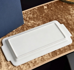 Luxury Floral <b>Gold</b> Embossed Bone China <b>Serving</b> <b>Tray</b> Baroque Style Rectangular Platter With Handles - Product Image 3