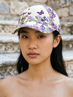 Gorra de Béisbol Bordada con Diseño Floral Vintage Personalizado, Diseño de Mariposa, Color Morado, Deportiva, Ajustable, Unisex, Venta al Por Mayor, MOQ Bajo