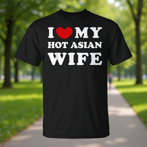 Camiseta I Love My Hot Asian Wife, camisa informal negra para hombre - Product Image 3