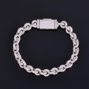 Manufacture Custom Moissanite Fine Luxury <b>Copper</b> Bracelets 8mm Chain Link Fine Jewelry Women Men Hop Bracelets - Product Image 2