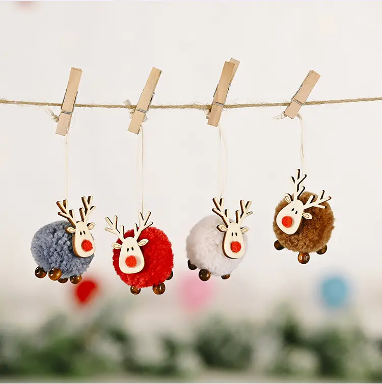 Kerstboom Accessoires Schattige Vilt Kerst Hanger Opknoping Boom Ornament Sneeuwman Hert Beer Pop Hanger Geschenken