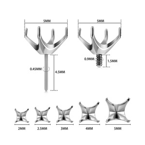 Stainless Steel Push In <b>Earrings</b> Four Prong Zircon Lip Stud DIY Replacement Head Accessories - Product Image 3