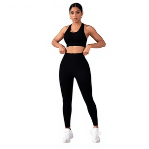 Conjunto de Yoga de Alta Calidad para Mujer, Cintura Alta, Sin Costuras, Bra Deportivo Acanalado, Leggings, Ropa Deportiva para Gimnasio y Pilates, con OEM - Product Image 1