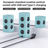 Multiprise européenne multifonction UE/Allemagne avec ports USB, 4/8/12 prises, protection contre les surtensions et bloc multiprises
