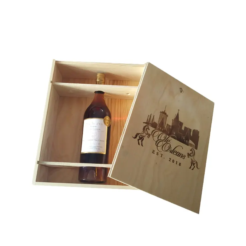 맞춤 선물 나무 단일 와인 병 저장 상자 안경 JUNJI 사용자 정의 새겨진 와인 상자 선물 세트