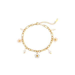 Pulsera <span class=keywords><strong>de</strong></span> la <span class=keywords><strong>Amistad</strong></span> <span class=keywords><strong>de</strong></span> Moda en Acero Inoxidable con Baño <span class=keywords><strong>de</strong></span> Oro <span class=keywords><strong>de</strong></span> 18K, Cuentas <span class=keywords><strong>de</strong></span> Piedra Natural, Perlas <span class=keywords><strong>de</strong></span> Concha y Diseño <span class=keywords><strong>de</strong></span> Flor y Corazón Trenzado - Product Image 6