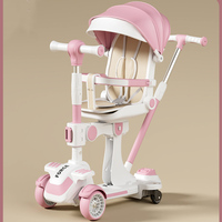 Trottinette à pousser pour enfants, nouvelle conception moderne et luxueuse, nouvelle conception pliable avec trois roues en PU pour l'extérieur