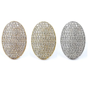 Chine Usine Bijoux Personnaliser Haute Qualité 14k Or Blanc Massif Véritable Diamant Pave Ovale Bagues De Mariage pour Femmes - Product Image 4