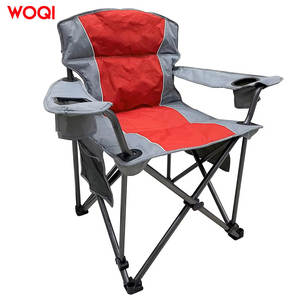 Chaise de camping pliable extra large Woqi Outdoor avec porte-gobelet, structure en acier robuste, rouge, 37x37x24,5 pouces - Product Image 2