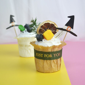 Kit <span class=keywords><strong>de</strong></span> Decoración para 24 Cupcakes <span class=keywords><strong>de</strong></span> Halloween, Adornos <span class=keywords><strong>de</strong></span> Sombrero <span class=keywords><strong>de</strong></span> Bruja y Envoltorios a Rayas con la Frase Happy Halloween para Postres <span class=keywords><strong>de</strong></span> Fiesta - Product Image 5
