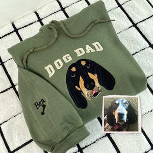 Sudadera con capucha con retrato de mascota bordada personalizada, regalo personalizado del Dí<span class=keywords><strong>a</strong></span> del <span class=keywords><strong>Padre</strong></span> para amantes de las mascotas, invierno, Otoño, tejido desgastado en 3D - Product Image 5