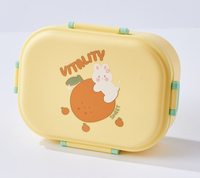 Boîte à lunch Bento en plastique à double compartiment de 900ml pour enfants avec ensemble de couverts Design mignon
