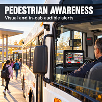 Sistem Monitor Truk 4CH AI BSD dengan Kamera AHD Peringatan Pejalan Kaki, DVR, Kit Sensor Parkir Quad View untuk Keamanan Armada Bus dan Kendaraan Penumpang