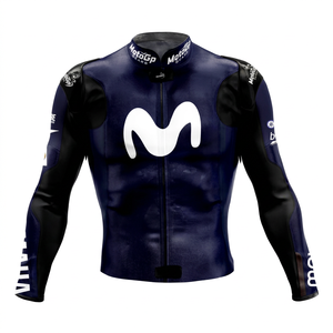 Rossi Ramaha Motorbike MotoCP Cowhide/Kangaroo Leather Track Riding/Racing Made To Measure Hump <b>Mens</b> <b>Biker</b> <b>Jacket</b> CE Protectors - Product Image 1