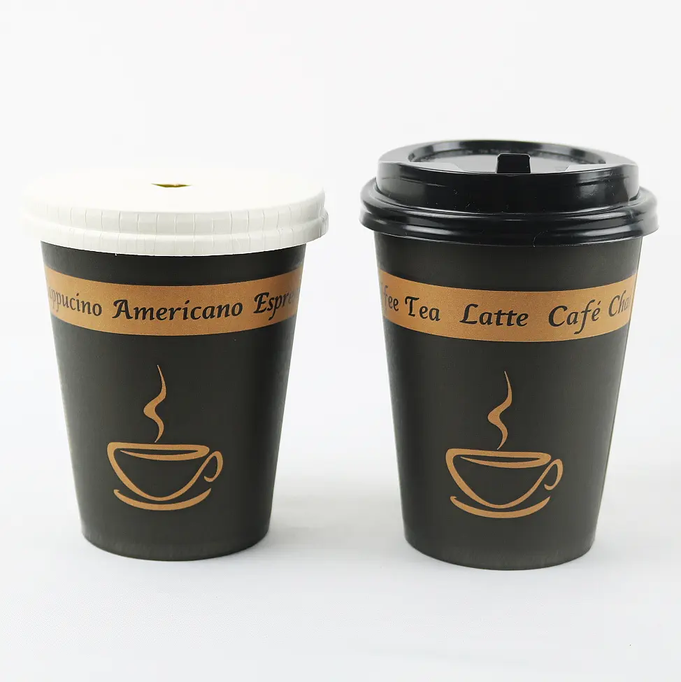 10oz Precio favorable Logotipo de impresión personalizado Desechable 10oz Taza de papel de café de una sola pared con tapa