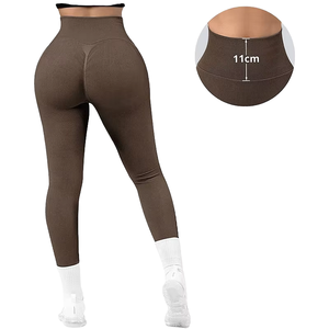 Pantalones de yoga sin costuras a cuadros de cintura alta con corte en V para mujer, leggings acanalados de ajuste ceñido de longitud completa, efecto levantamiento de glúteos, control de abdomen, secado rápido - Product Image 4