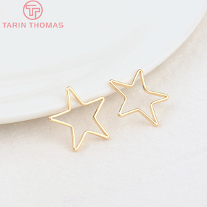 Высококачественные аксессуары и материалы для изготовления ювелирных изделий: позолоченные 24-каратным золотом вольфрамовые кольца-коннекторы в форме звезды, круглые, закрытые - Product Image 6