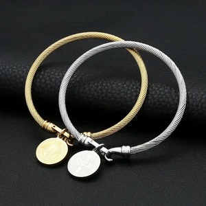 yunnique St. Benedict's Medal Braided <b>Bracelet</b> Silver Gold Adjustable Stainless Steel Unisex <b>Bangle</b> Jewelry Gift - Product Image 1