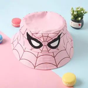 Topi Memancing Katun Berburu Spiderman, Topi Memancing Anak Laki-laki dan Perempuan, Pelindung Matahari Luar Ruangan untuk Anak Laki-laki Perempuan