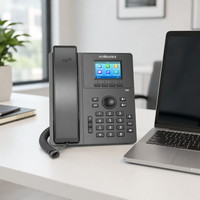 Téléphone IP Flyingvoice P11S Noir avec écran LCD rétroéclairé de 2,4 pouces, 2 comptes SIP, PoE, double ports 10/100M, conférence audio 6 voies, utilisation au bureau