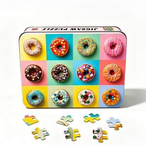 <span class=keywords><strong>Puzzle</strong></span> di metallo <span class=keywords><strong>da</strong></span> 100 <span class=keywords><strong>pezzi</strong></span> a forma di ciambella, confezione in latta, design personalizzato, gioco educativo per bambini, fornitura all'ingrosso. - Product Image 1