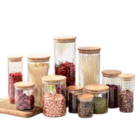 Pot de conservation en verre Garnet Walnut Cultivation avec couvercle en bambou, grande capacité, design moderne, pour la conservation de la fraîcheur des aliments