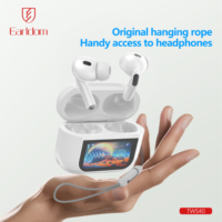 Earldom ANC ENC tws earbud dengan LCD Digital, headphone In-Ear nirkabel dengan layar kontrol sentuh LCD kualitas tinggi peredam bising