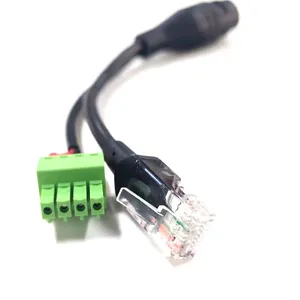 O.5m customized POE Y cable main lead to socket branch lead to pcb terminal block and ethernet RJ45 end